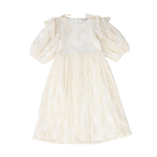 BEBE ORGANIC WHITE WITH CREAM LACE LONG DRESS [FINAL SALE]