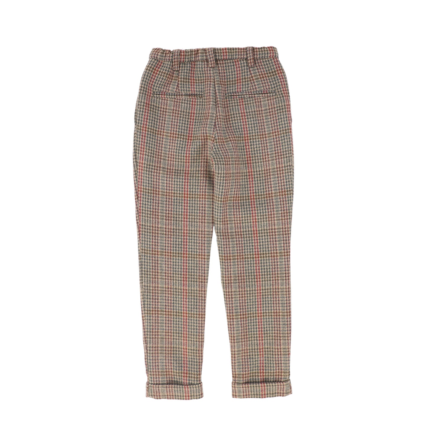 LE BOURDON OLIVE HOUNDSTOOTH WOOL PANTS