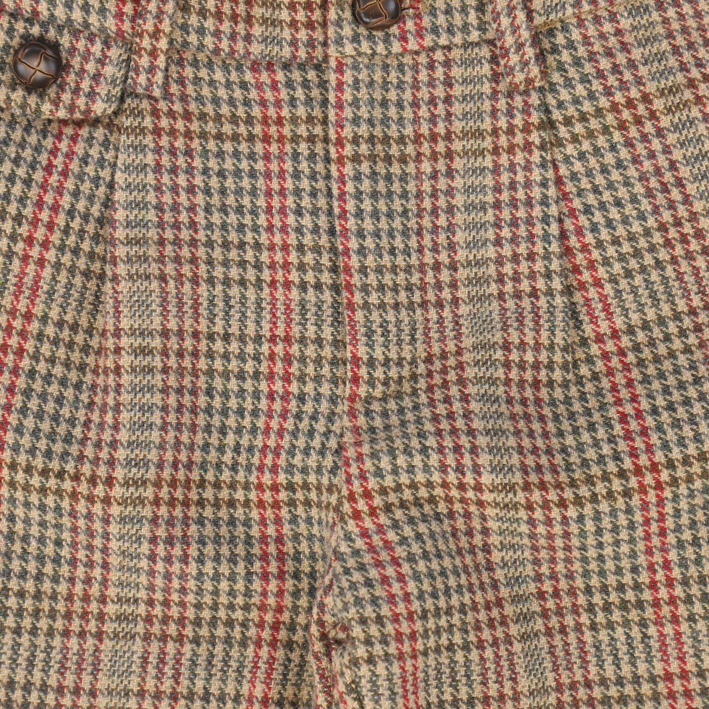 LE BOURDON OLIVE HOUNDSTOOTH WOOL PANTS