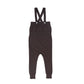 LE BOURDON BROWN RIB KNIT SUSPENDER OVERALLS