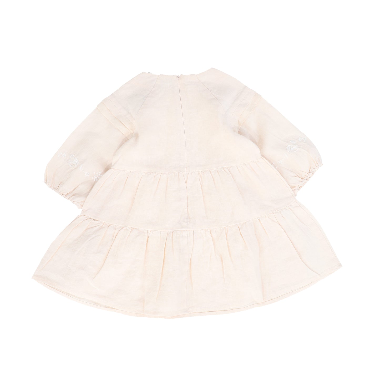 TARTINE ET CHOCOLAT PINK LINEN DIAMOND DESIGN TIERED DRESS [FINAL SALE]