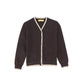 LE BOURDON BROWN V-NECK TRIM CARDIGAN