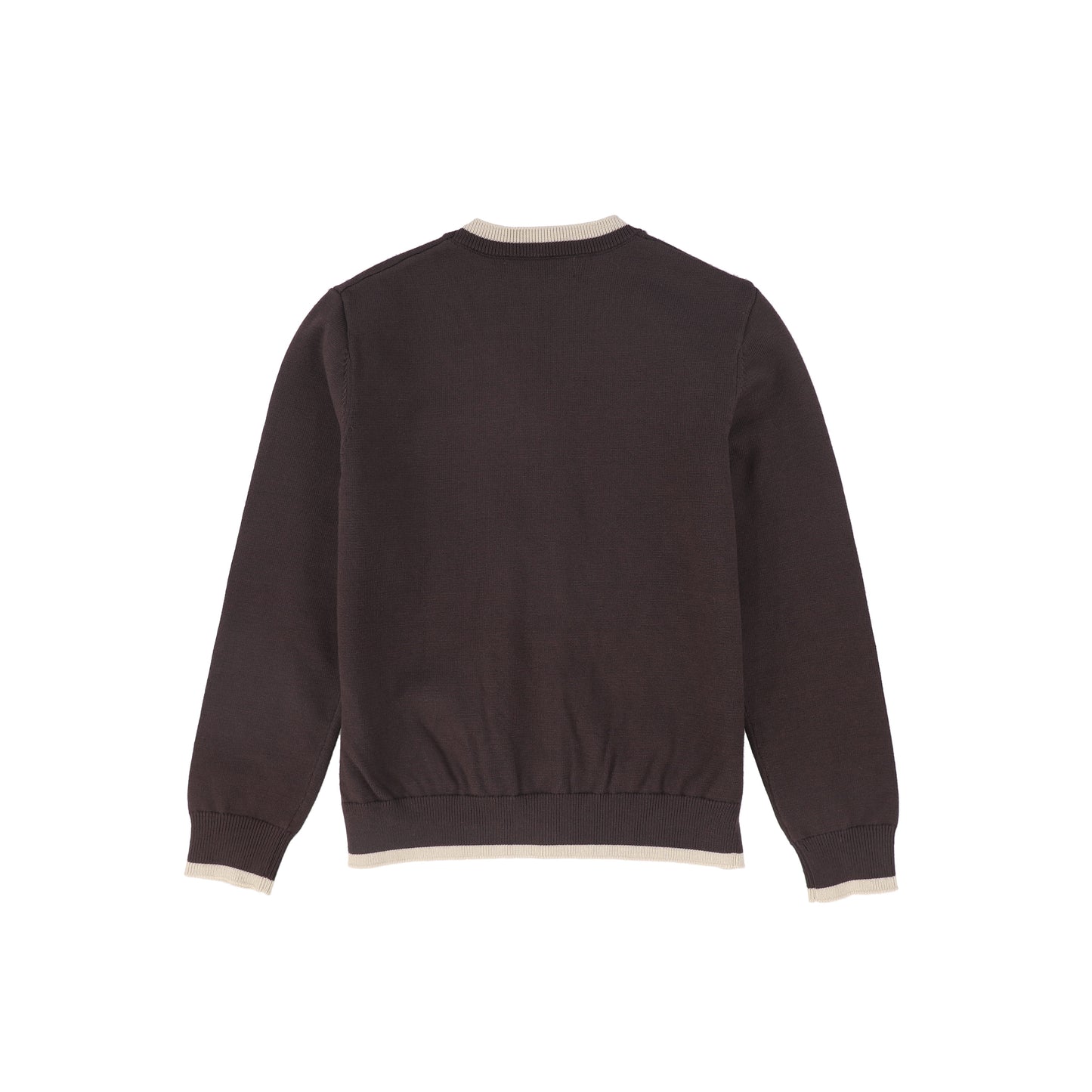 LE BOURDON BROWN V-NECK TRIM CARDIGAN