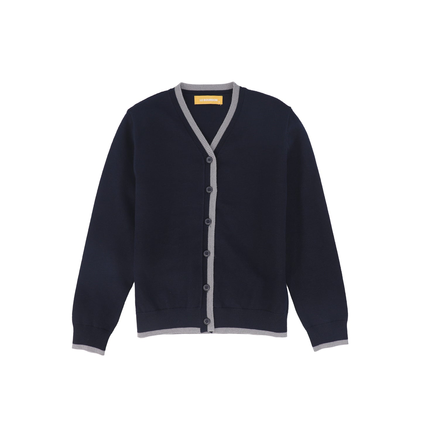 LE BOURDON NAVY V-NECK TRIM CARDIGAN