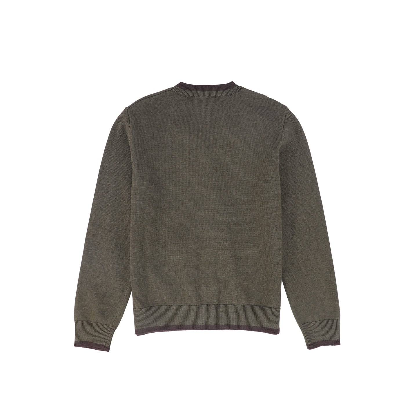 LE BOURDON OLIVE V-NECK TRIM CARDIGAN