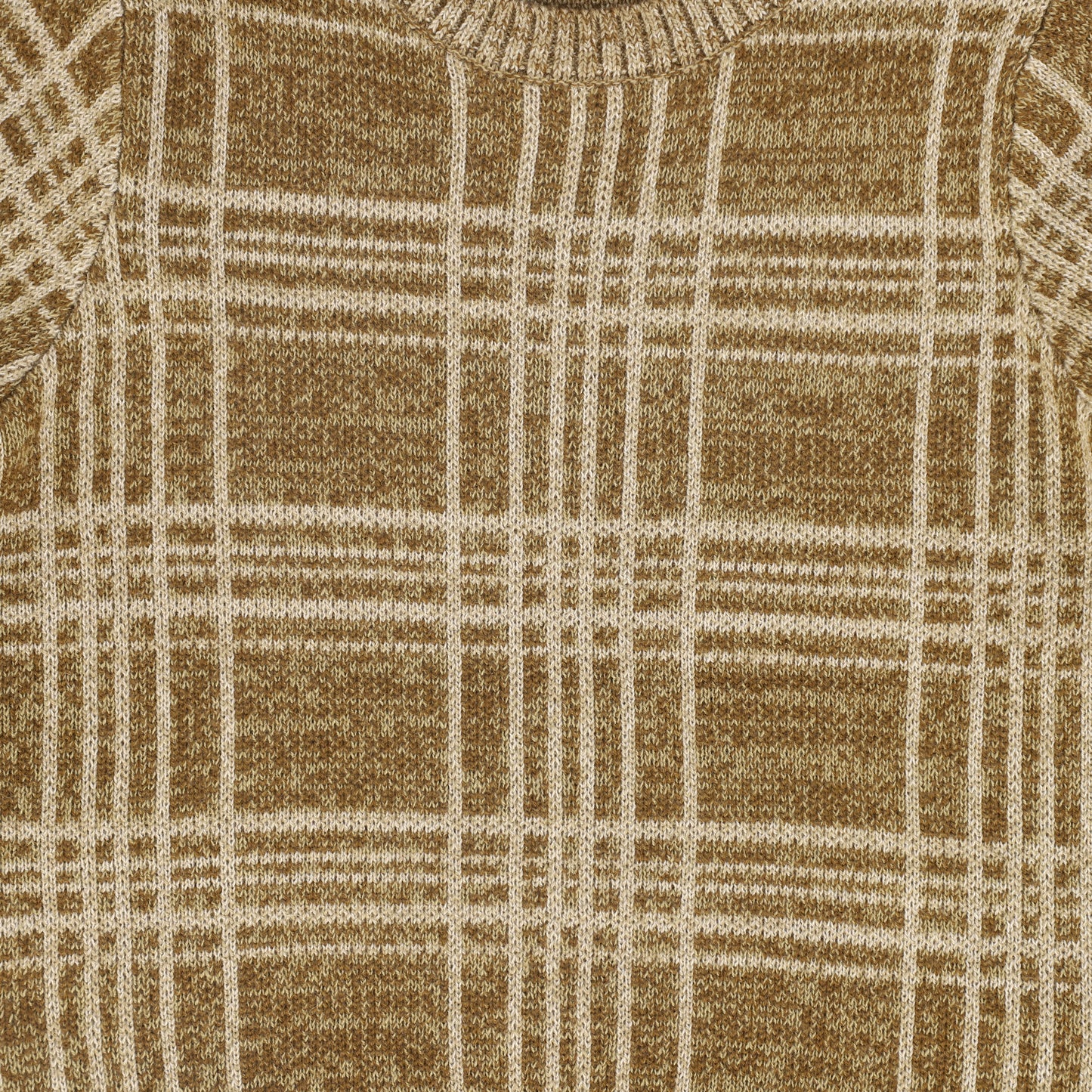 LE BOURDON CAMEL PLAID CREWNECK SWEATER