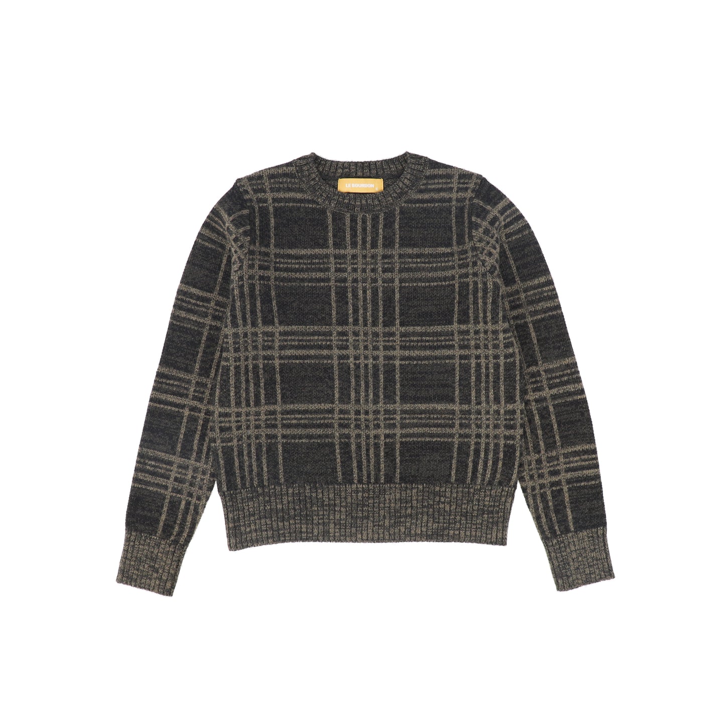 LE BOURDON OLIVE PLAID CREWNECK SWEATER
