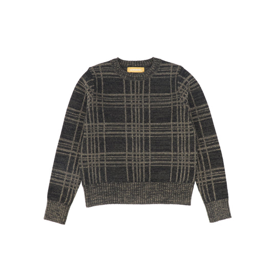 LE BOURDON OLIVE PLAID CREWNECK SWEATER