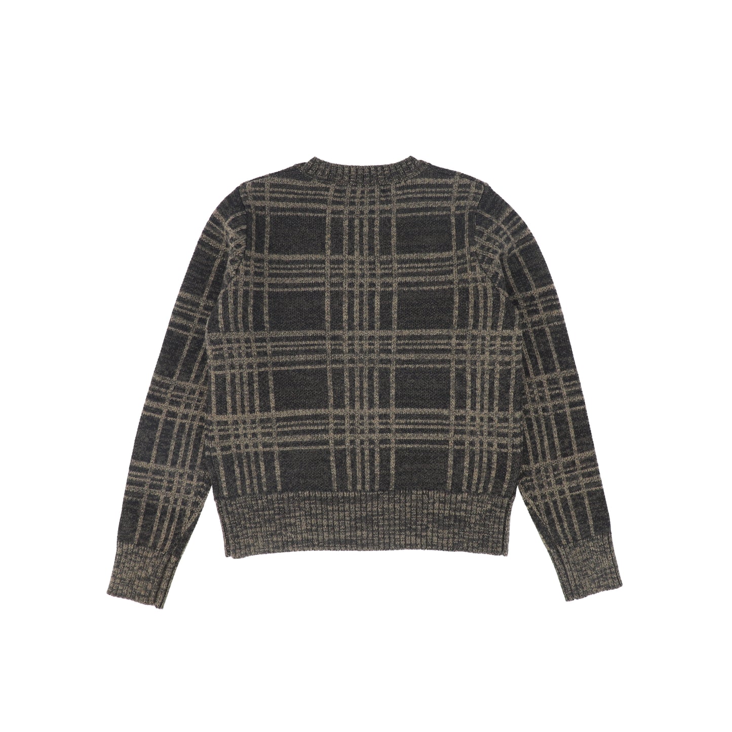 LE BOURDON OLIVE PLAID CREWNECK SWEATER