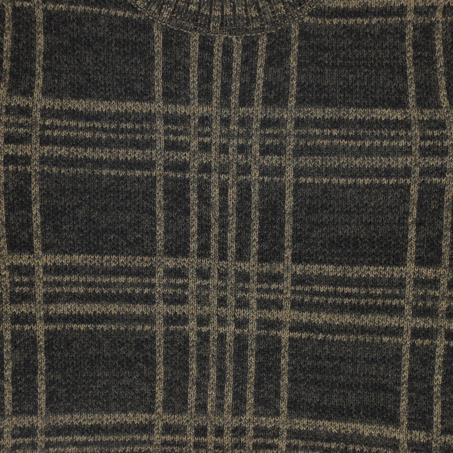 LE BOURDON OLIVE PLAID CREWNECK SWEATER