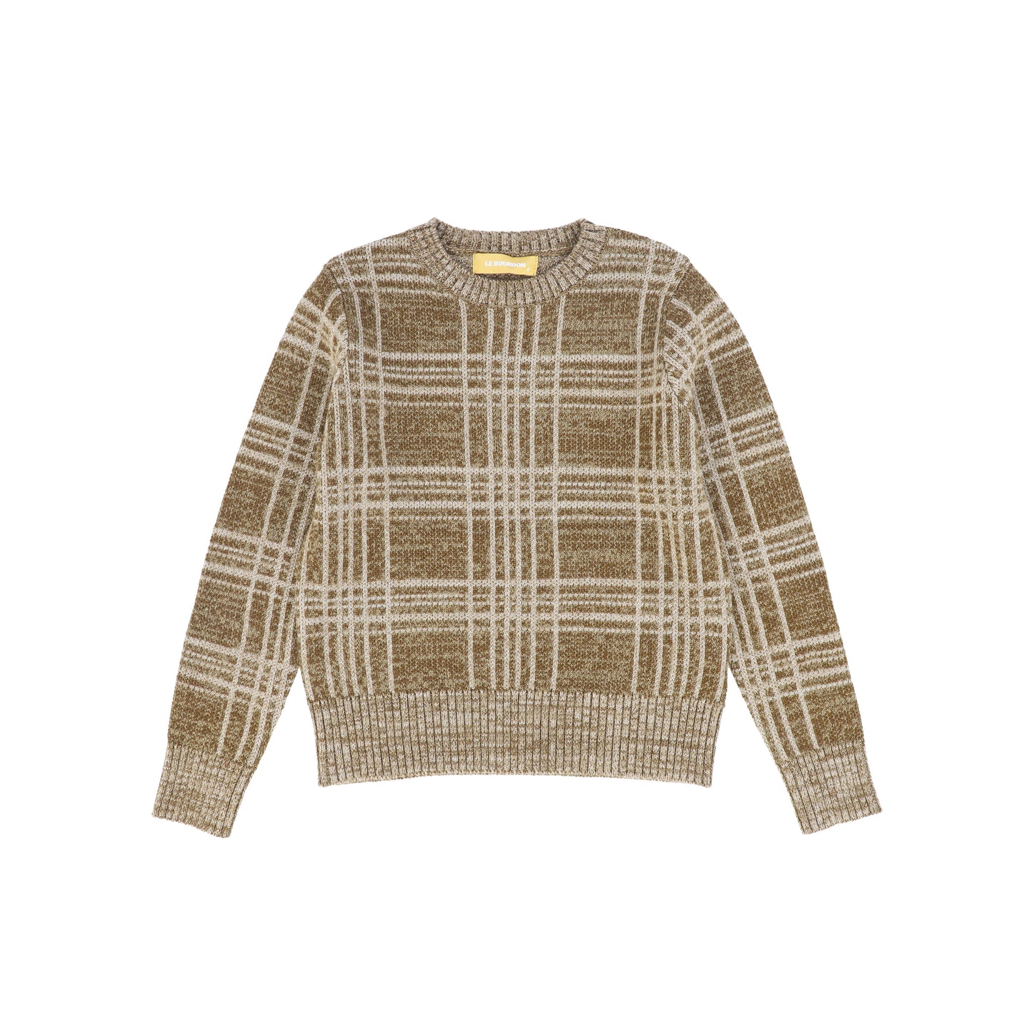 LE BOURDON CAMEL PLAID CREWNECK SWEATER