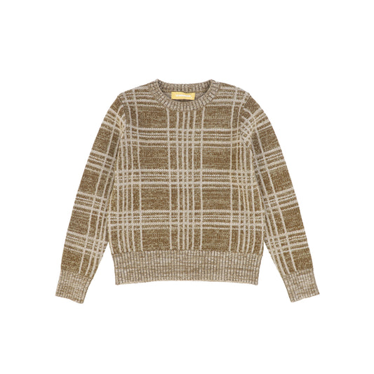 LE BOURDON CAMEL PLAID CREWNECK SWEATER