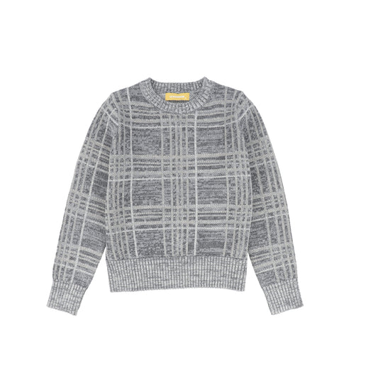 LE BOURDON GREY PLAID CREWNECK SWEATER