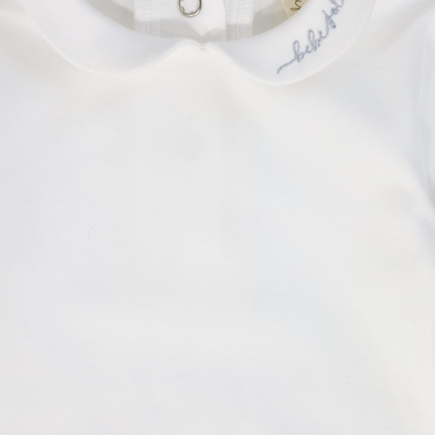BEBE JOLEE WHITE/BLUE EMBROIDERED COLLAR ONESIE
