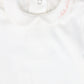 BEBE JOLEE WHITE/PINK EMBROIDERED COLLAR ONESIE
