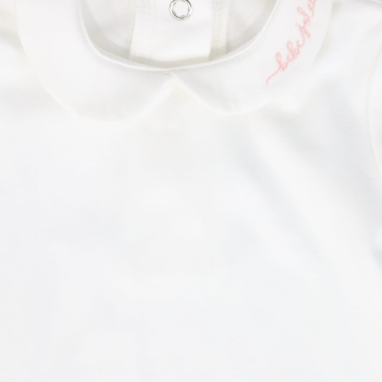 BEBE JOLEE WHITE/PINK EMBROIDERED COLLAR ONESIE