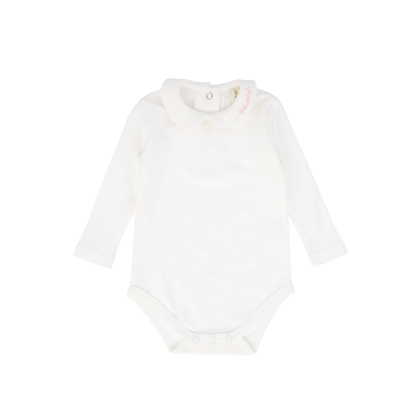 BEBE JOLEE WHITE/PINK EMBROIDERED COLLAR ONESIE