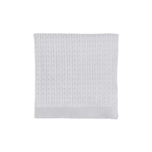 BEBE JOLEE LIGHT BLUE MARLED KNIT BLANKET
