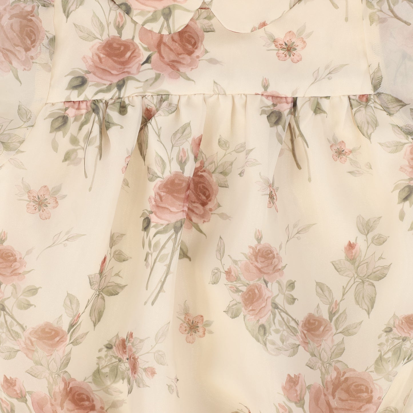 FRANCESCA GUILIANO PINK FLORAL ORGANZA PUFF SLEEVE ROMPER