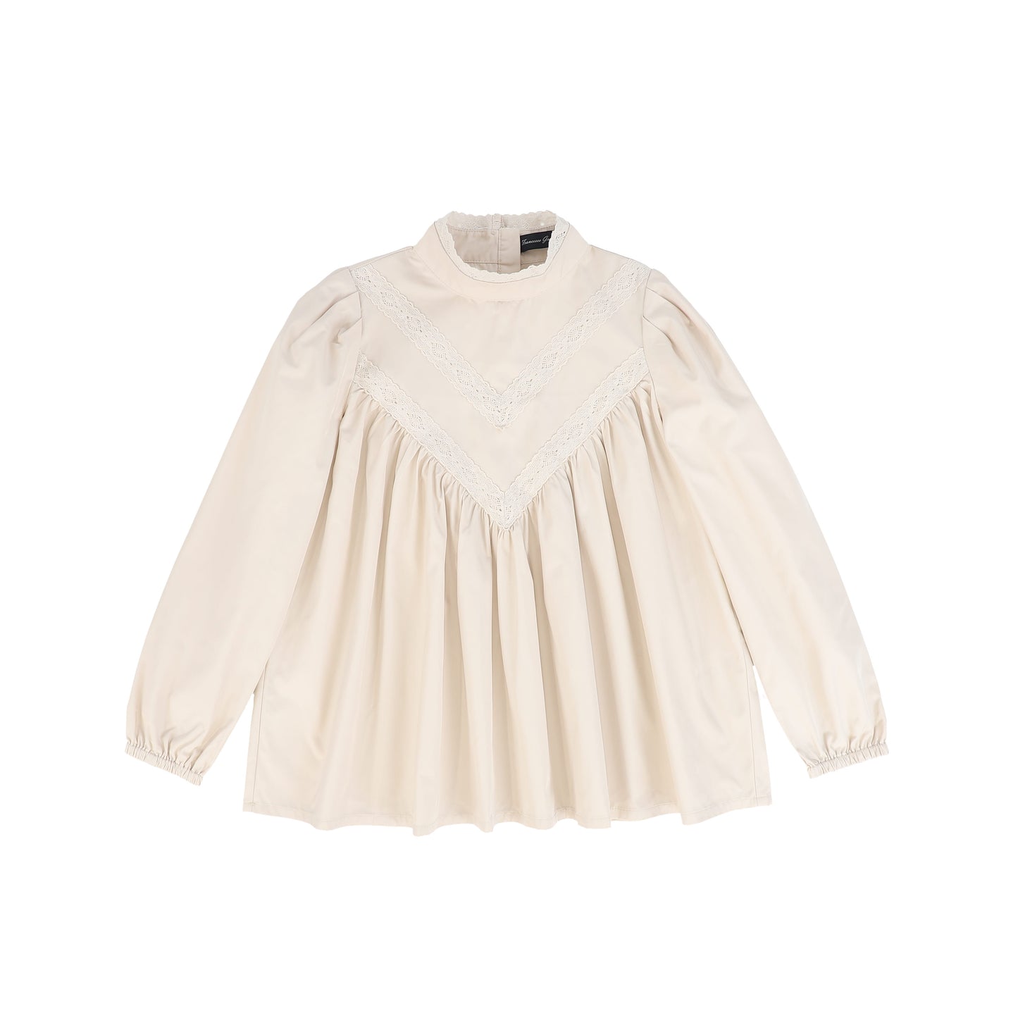 FRANCESCA GUILIANO PINK TAFFETA LACE V DESIGN BLOUSE