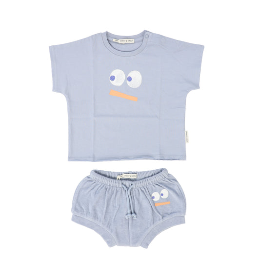 SPROET & SPROUT DUSTY BLUE GRAPHIC TERRY BLOOMER SET