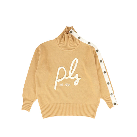 PHILOSOPHY TAN BUTTON TRIM SWEATER [FINAL SALE]