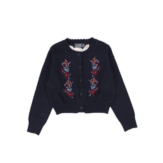 BELATI NAVY EMBROIDERED CARDIGAN [FINAL SALE]