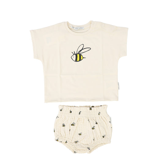 SPROET & SPROUT BIEGE BEE PRINT BLOOMER SET