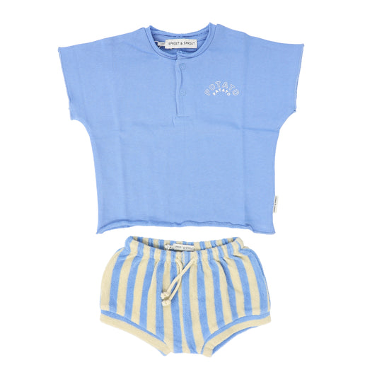 SPROET & SPROUT BLUE/BIEGE STRIPE BLOOMER SET