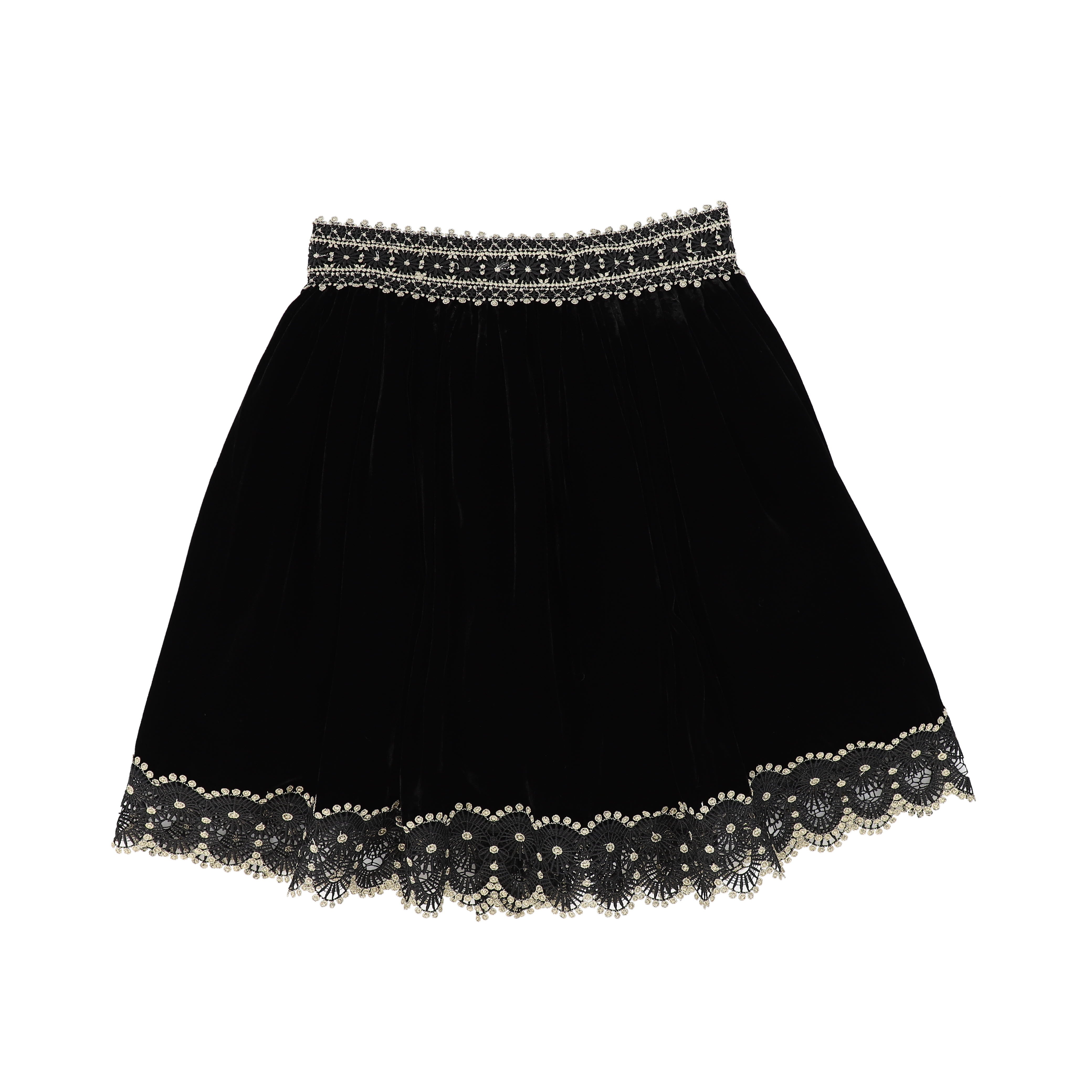 Black velvet trim skirt best sale