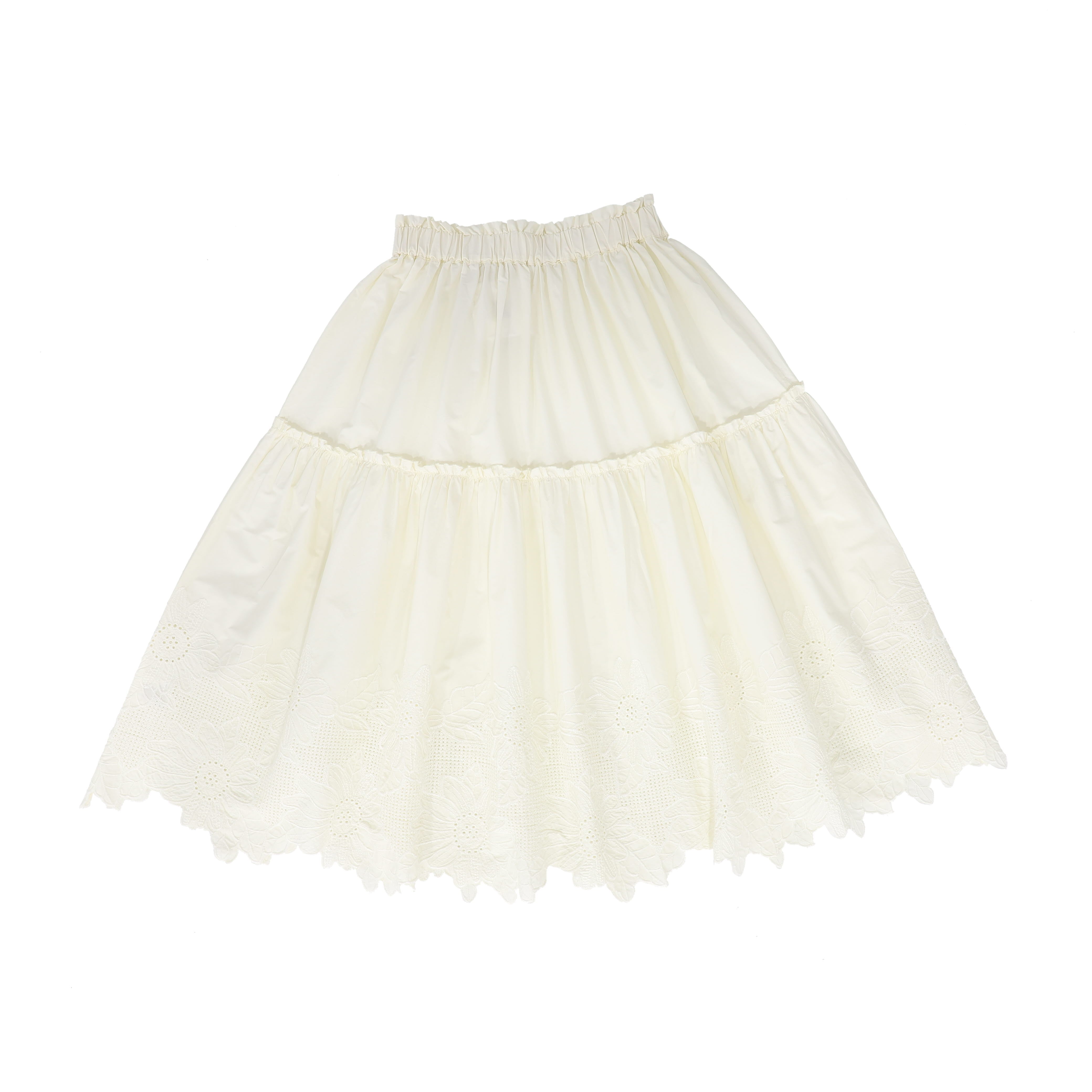 Embroidered cream outlet skirt