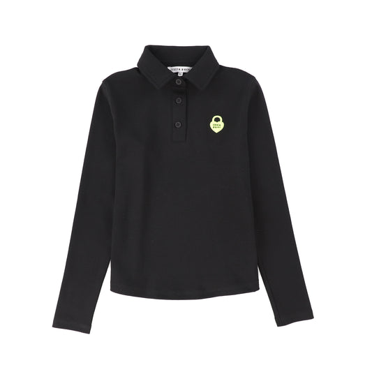 LITTLE PARNI BLACK HEART LOGO COLLAR T-SHIRT