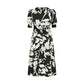 PASHMINI BLACK/WHITE FLORAL SMOCK WAIST MAXI DRESS