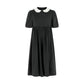 PASHMINI BLACK CONTRAST COLLAR MAXI DRESS