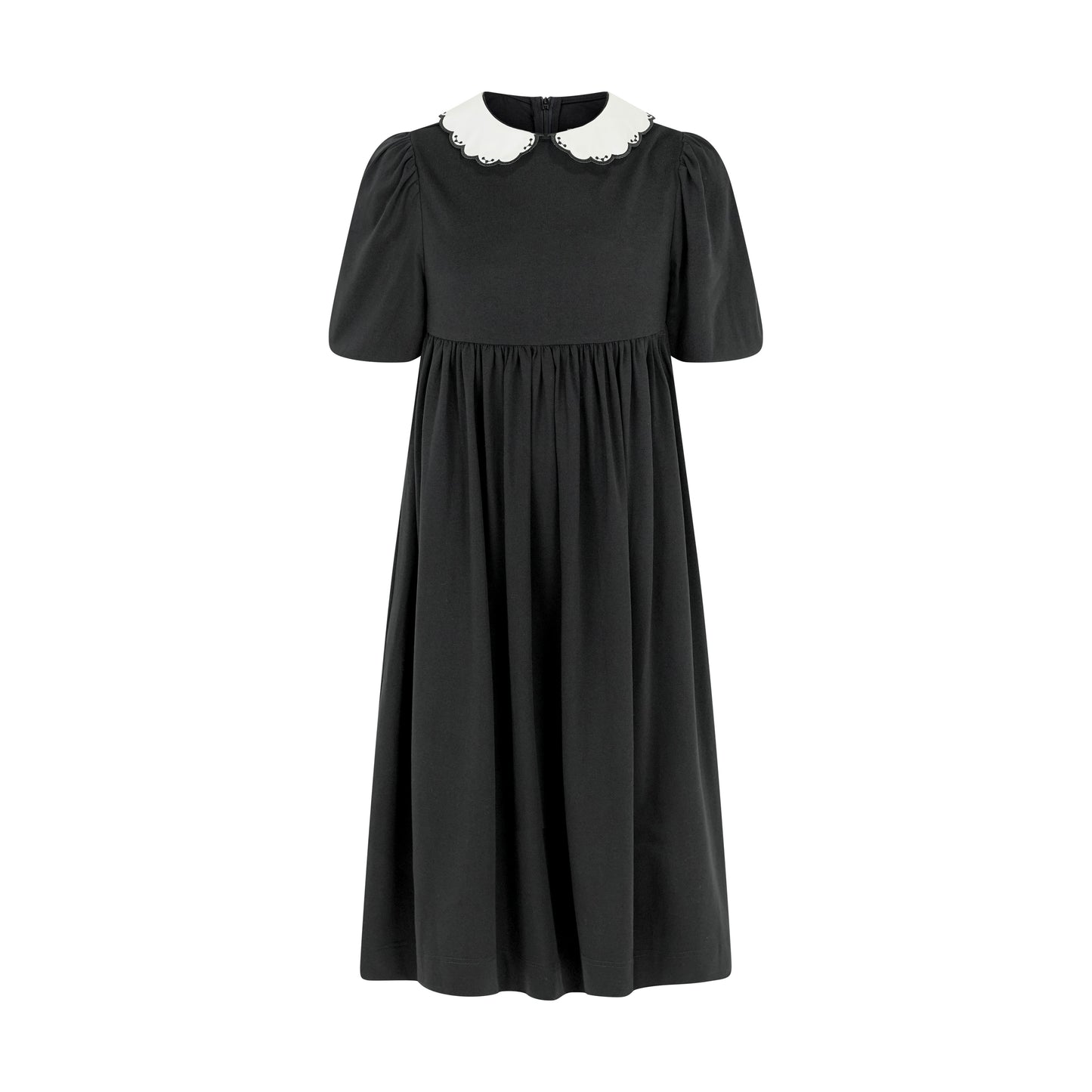 PASHMINI BLACK CONTRAST COLLAR MAXI DRESS