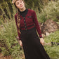 PASHMINI BURGUNDY JACQUARD OVERLAY MAXI DRESS