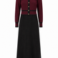 PASHMINI BURGUNDY JACQUARD OVERLAY MAXI DRESS
