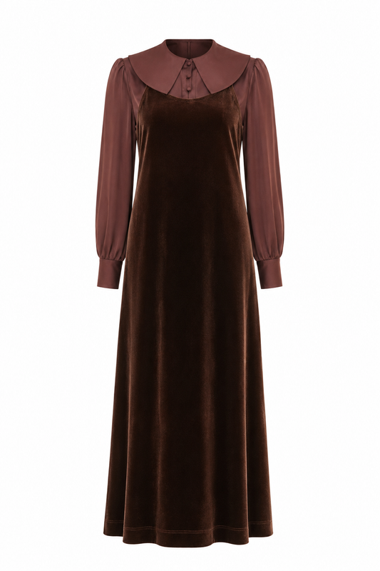 PASHMINI BROWN VELVET JUMPER SET