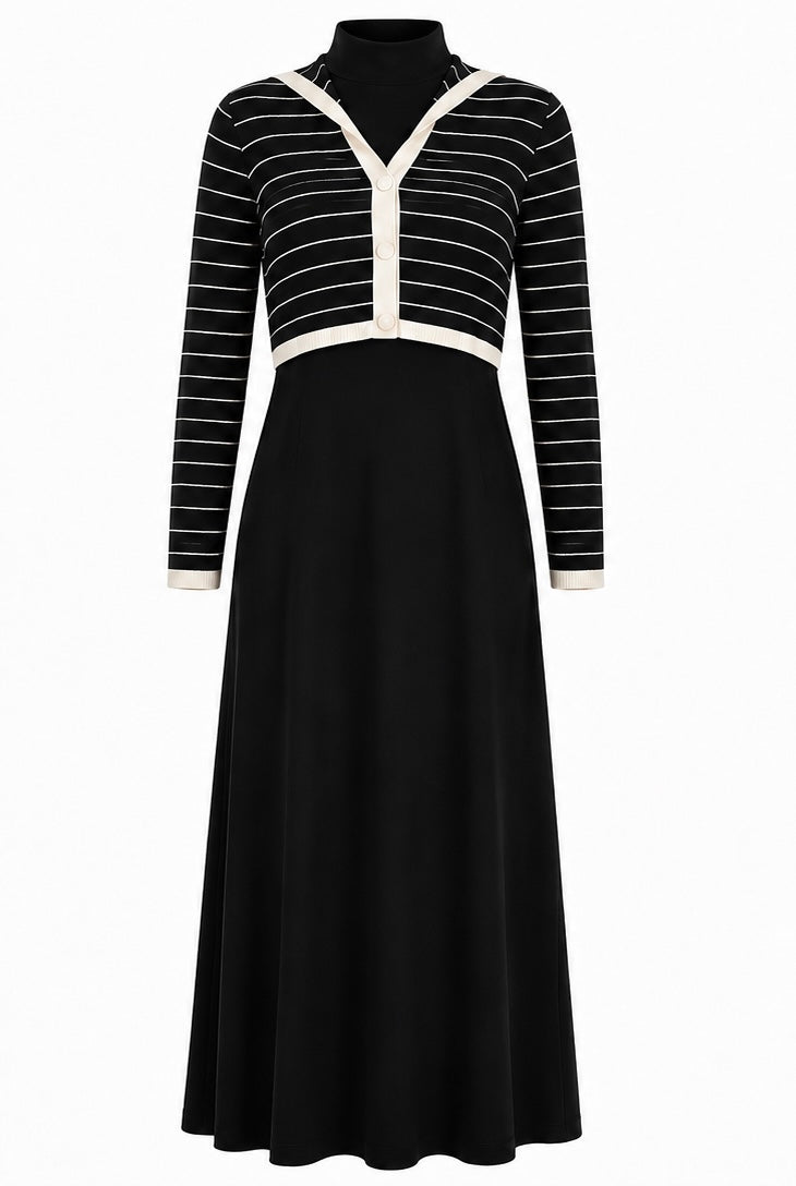 PASHMINI IVORY COLLAR OVERLAY MAXI DRESS