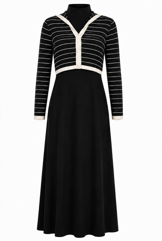 PASHMINI IVORY COLLAR OVERLAY MAXI DRESS