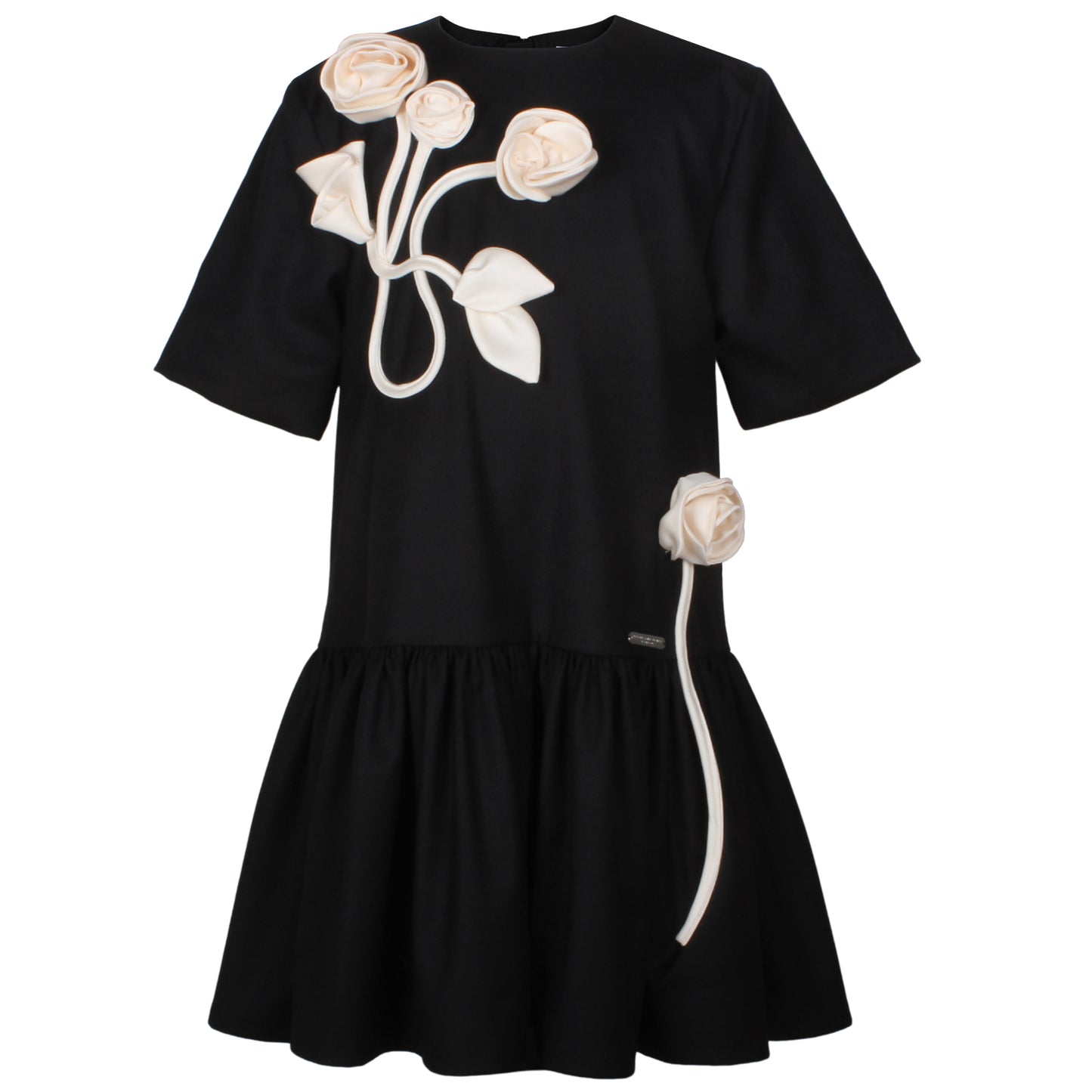 JESSIE AND JAMES BLACK FLOWER APPLIQUE DRESS