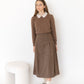 NOUNELLE BROWN PLAID PLEATED BUCKLE SKIRT