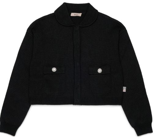 N21 BLACK JEWEL BUTTON COLLAR CARDIGAN