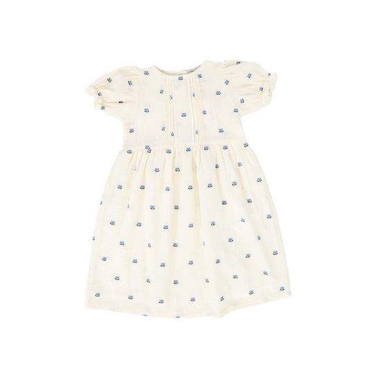 BEBE ORGANIC BIEGE/BLUE TULIP PRINTED DRESS