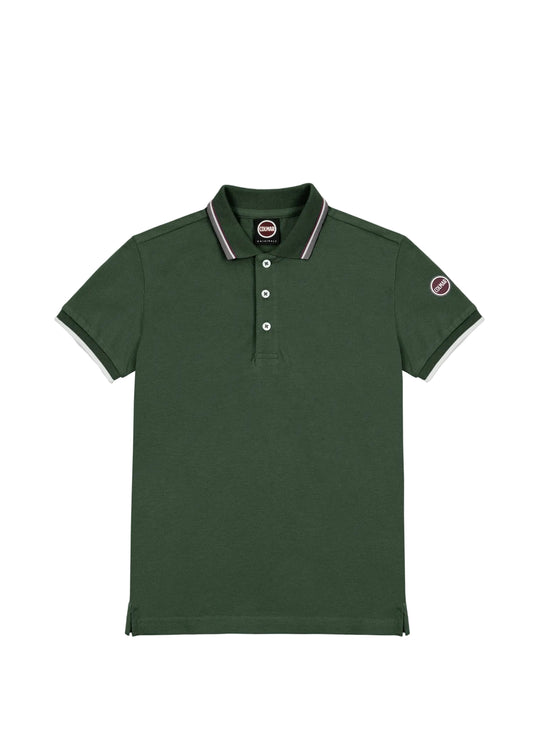 COLMAR HUNTER GREEN STRIPE TRIM POLO T-SHIRT