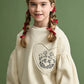 MAISON MANGOSTAN CREAM LAMB PRINT PUFF SLEEVE SWEATER