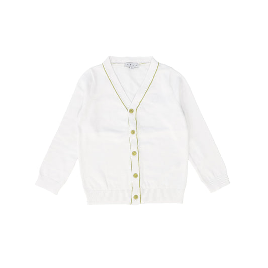 MANN WHITE CONTRAST TRIM KNIT CARDIGAN