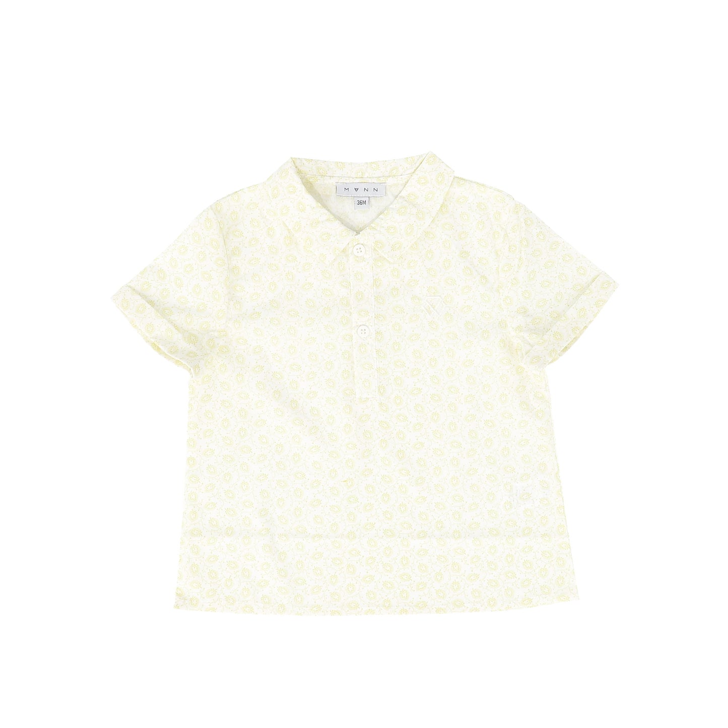 MANN WHITE/YELLOW LEAF PRINT COLLAR SHIRT