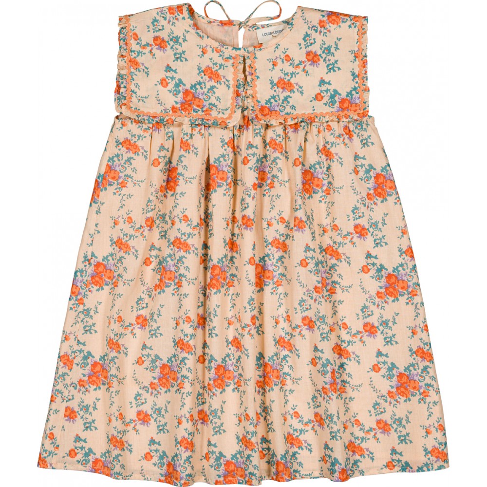 LOUIS LOUISE ORANGE FLORAL BIB COLLAR DRESS [FINAL SALE]
