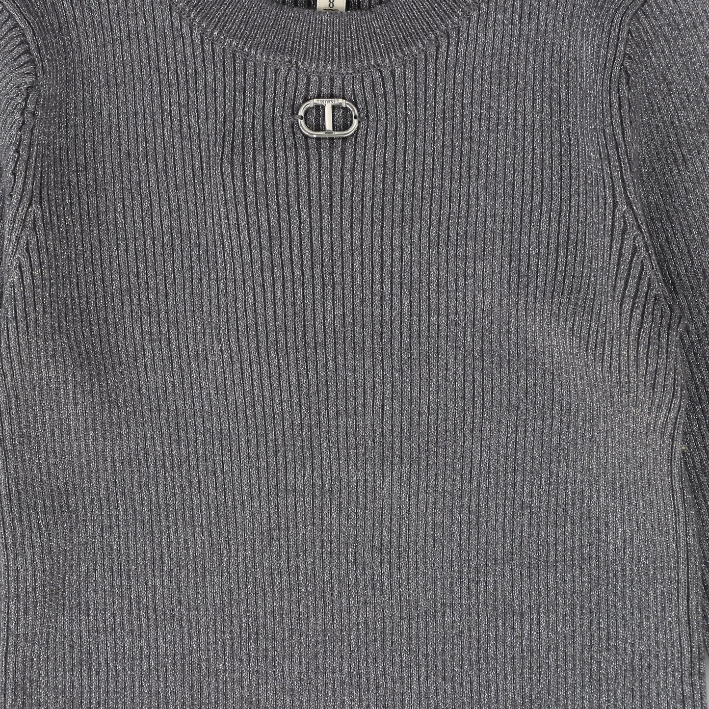 TWINSET GREY RIBBED SHIMMER SWEATER [Final Sale]